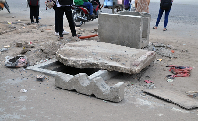 Ảnh: Bẫy cống ngầm trên dự án giao thông nghìn tỷ ở Hà Nội